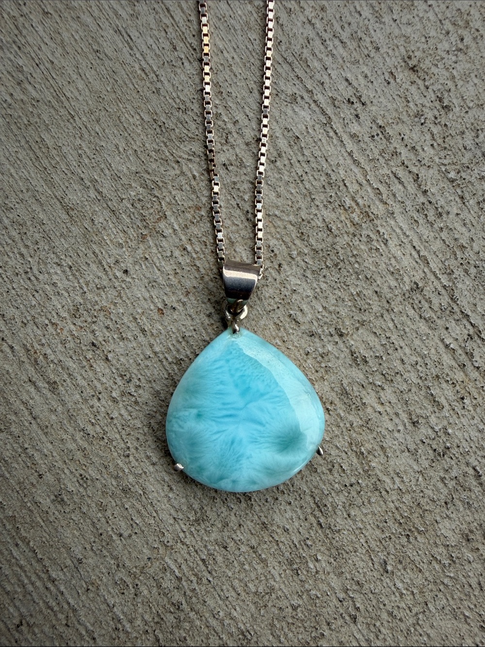Blue Teardrop Larimar Pendant Necklace